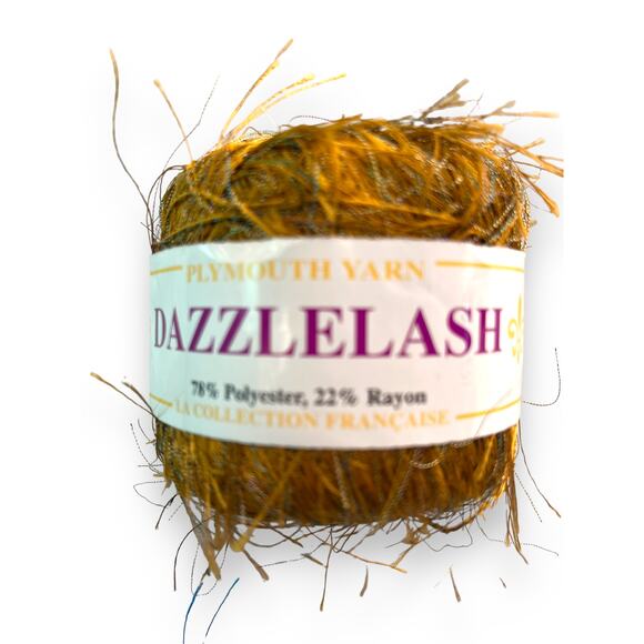 3 Skeins Plymouth Yarn COLORLASH #32 Blue & DAZZLELASH #105 Gold Eyelash Ribbon - Picture 14 of 16